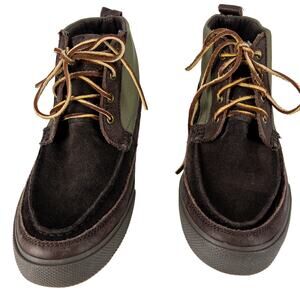 Polo by Ralph Lauren Shoes Men's 8.5D Canvas Suede Green Black Rawhide Laces